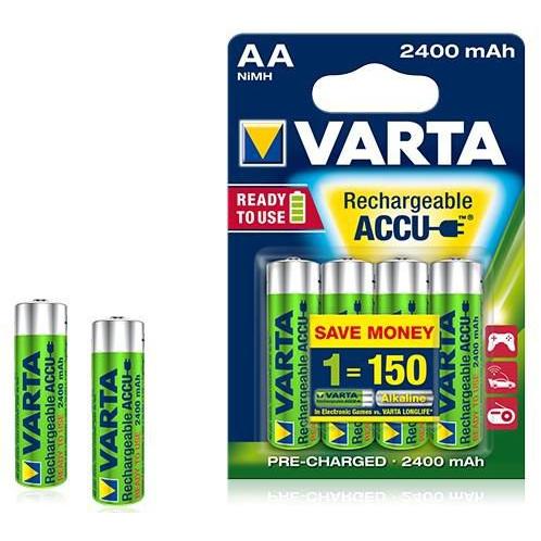 Varta Rechargeable Accu (4 Stk., AA, 2400 mAh), Batterien + Akkus