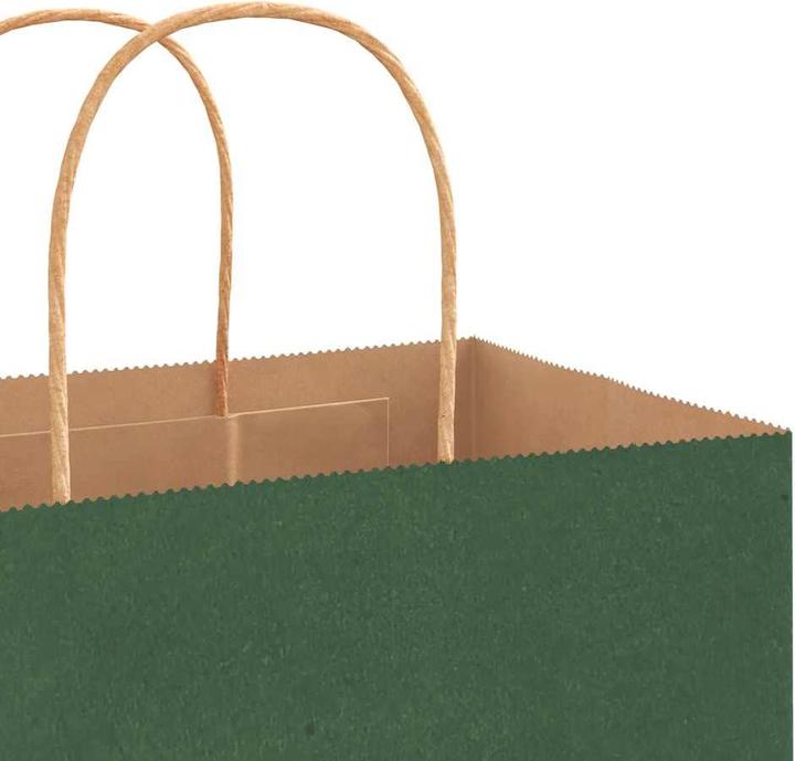 Produktbild vidaXL Kraftpapiertüten 250 Stk. mit Henkel Grün 45x17x48 cm Papiertüte (Geschenktüte, 250 x)