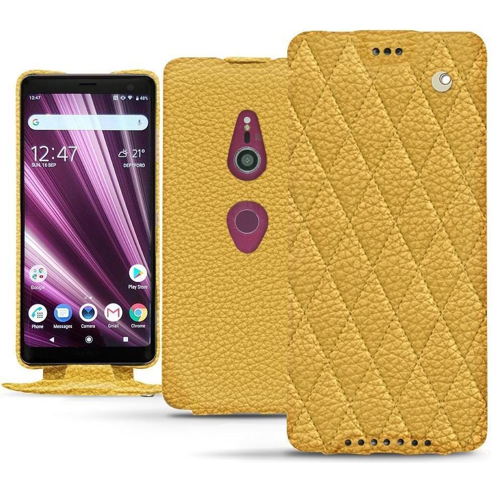 Noreve Lederschutzhülle vertikal (Sony Xperia XZ3), Smartphone Hülle, Orange