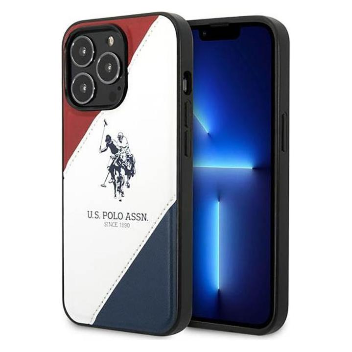 U.S. Polo IPhone 14 Pro Max Leren Dubbel Paard Hoesje (Apple IPhone 14 Pro Max), Smartphonehoes, Wit
