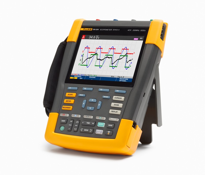 Produktbild Fluke 190-204-III Hand-Oszilloskop (Scope-Meter) 200MHz 4-Kanal 2.5 GSa/s 30 kpts 8 Bit 1 Set (CAT III 1000V, CAT IV 600V)