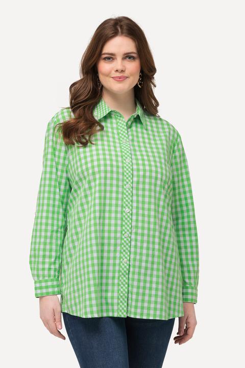Immagine prodotto Ulla Popken Camicia a quadri con colletto da camicia, maniche lunghe e linguetta per risvolto (50, 52)
