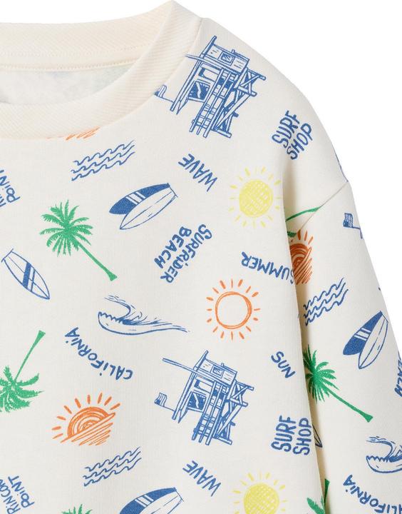 Produktbild Vertbaudet Jungen Sweatshirt Allover-Print mit Strand-Motiven Recycling-Polyester (158, 164)