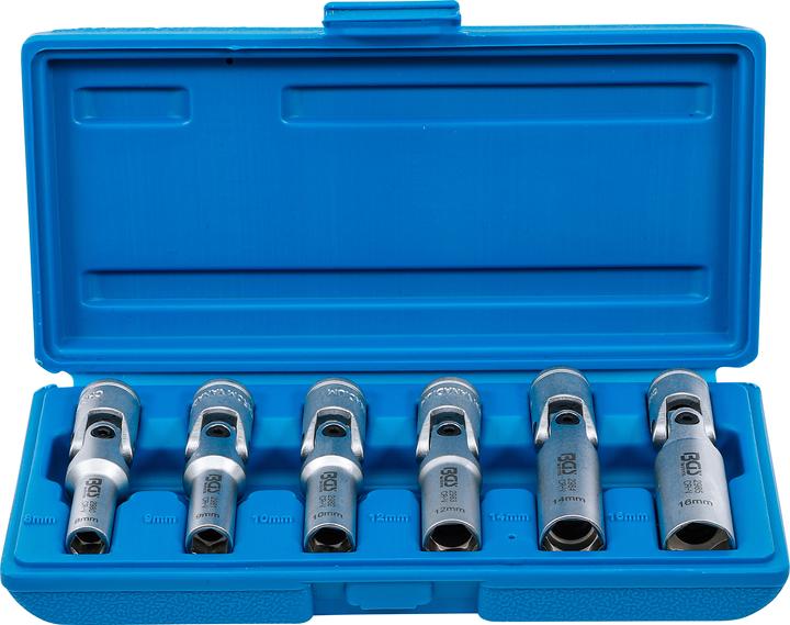 BGS Universal Joint Glow Plug Set, Hexagon 10 mm (3/8") Drive 8-16 mm 6 pcs.