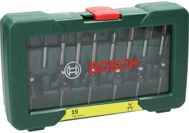 Produktbild Bosch Zubehör HM-Fräser-Set mit 1/4-Zoll Schaft, 15-teilig