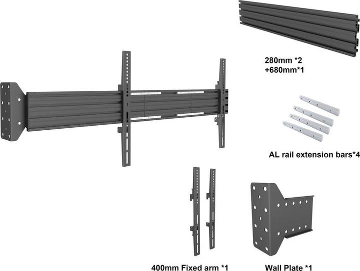 Image du produit Multibrackets Support mural MBFW1U Noir (Mur, 30 kg, 42" - 65")