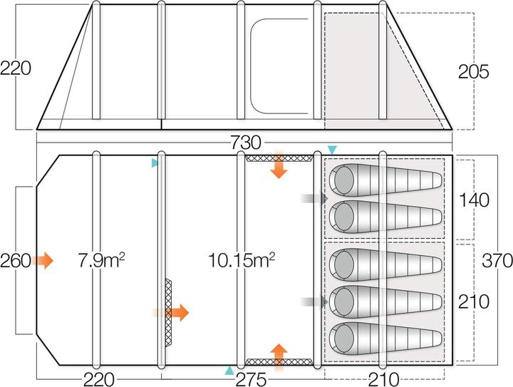 Actual product image Vango Rivendale 500XL Tent (Tunnel tent, 30.20 kg, 5 persons)