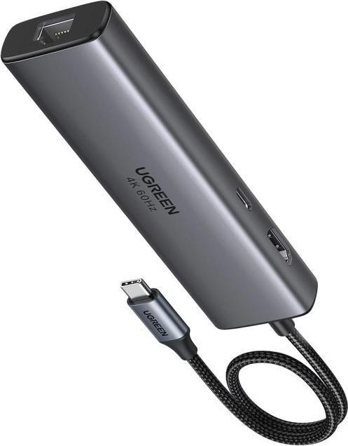Produktbild Ugreen HUB 6EN1 USB-C A HDMI+2XUSB-A+USB-C+RJ45+PD (USB-C, 6 Ports)
