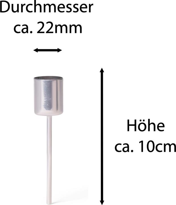Produktbild Novaliv 8x Stabkerzenhalter silber I Kerzenpick 10 x 2,5 cm Kerzenstecker für Adventskranzdekoration