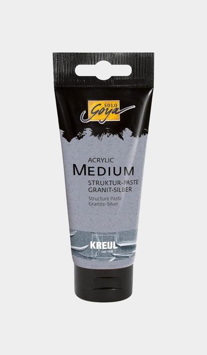 Actual product image Magni KREUL 85401 - Solo Goya Acrylic Medium, 100 ml tube, structure paste granite silver, pasty putty ma (Silver, Granite, 100 ml)