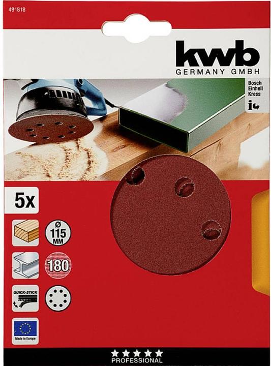 Actual product image kwb Velcro adhesive discs 115 perforated K180 (180)