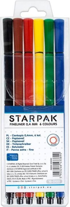 Starpak Fineliner, 6 Farben, rund, 0,4 mm (Mehrfarbig, 6 x)