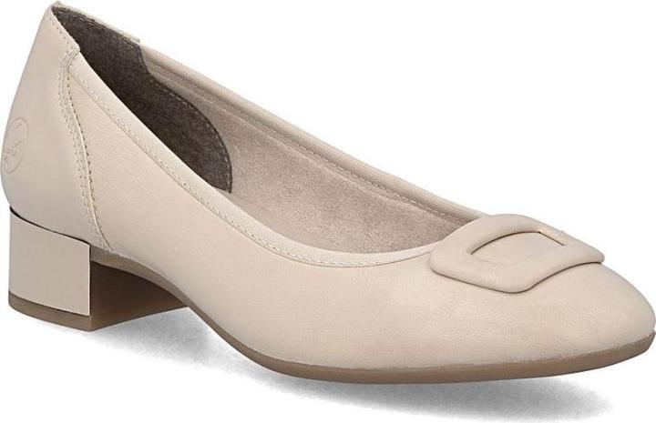 Rieker Women's leather pumps with low heels, beige, 43453-62 (43)