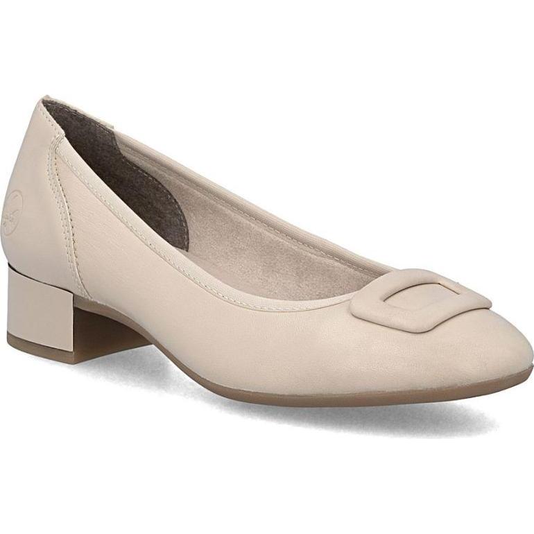 Rieker, Donne, Pumps, Women's leather pumps with low heels, beige, 43453-62, Beige, (39)