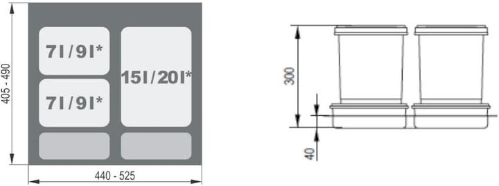 Produktbild Prima-Online 5-teiliger Abfalltrennsystem für Schubladen (29 l)