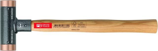 Actual product image PB Swiss Tools Non-rebound hammer with copper inserts Hickory handle (750 g)