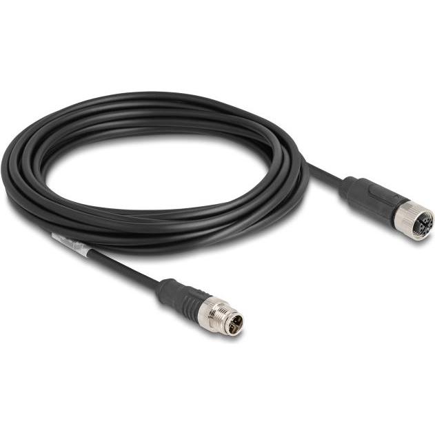 Delock Cavo M12 con codice X da spina a 8 pin a presa PVC 5 m (S/FTP, CAT5e, 5 m), Cavo di rete