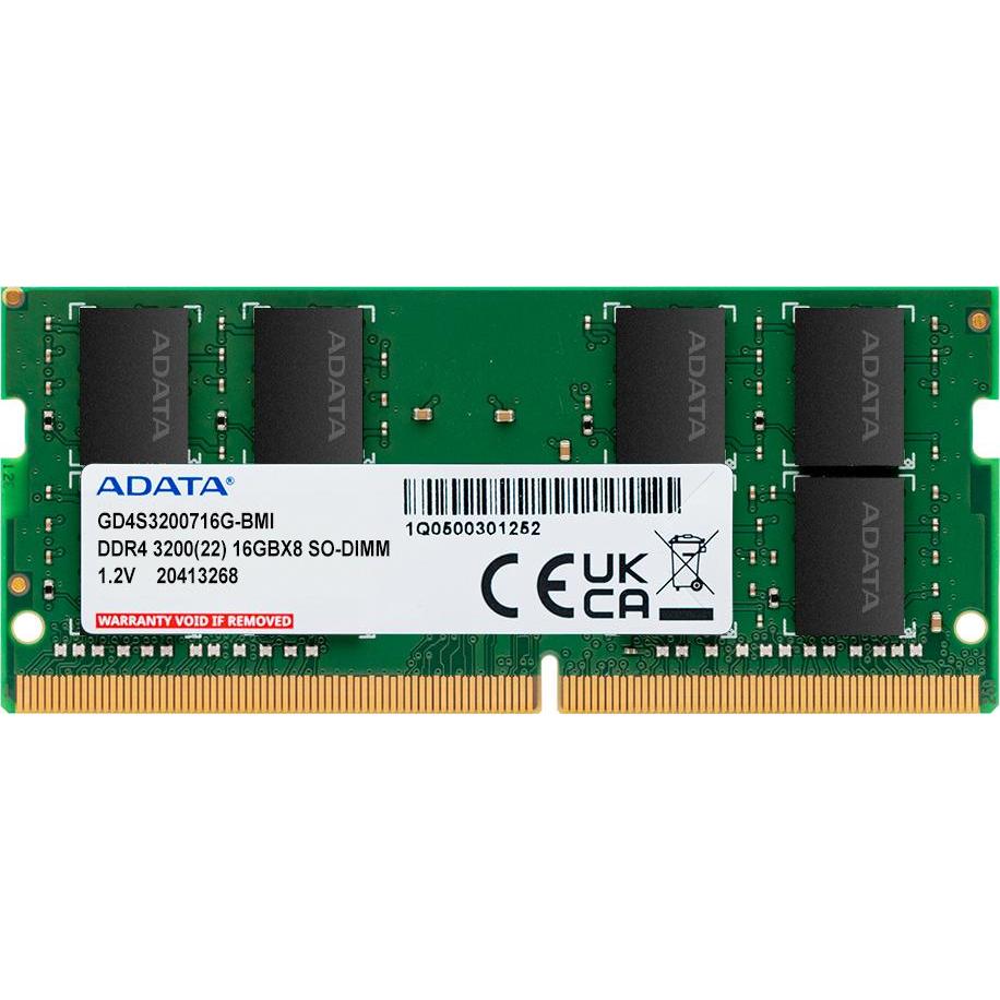 Adata SO-DDR4 16GB 3200-22 Gold Single Tray (1 x 16GB, 3200 MHz, DDR4-RAM, SO-DIMM), RAM, Schwarz