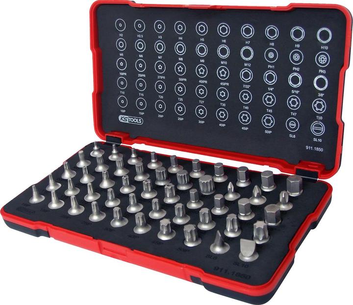 KS Tools 1/4" Bit-Stecknuss-Satz extra kurz 50-tlg 911.1850 Bit-Set
