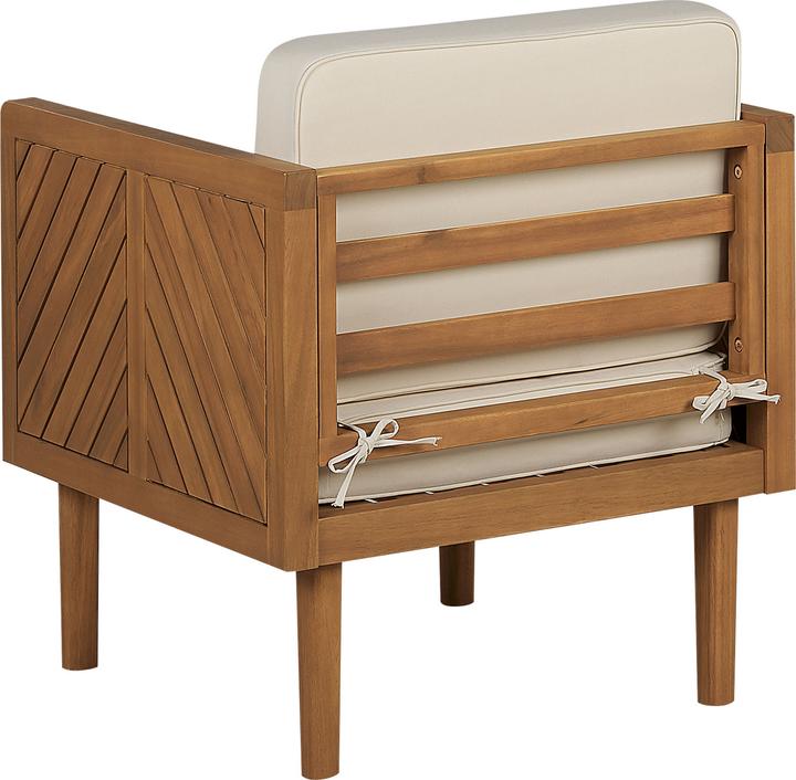 Actual product image Beliani Lounge Set Acacia Wood Light Brown 4-Seater Cushions Cream BARATTI