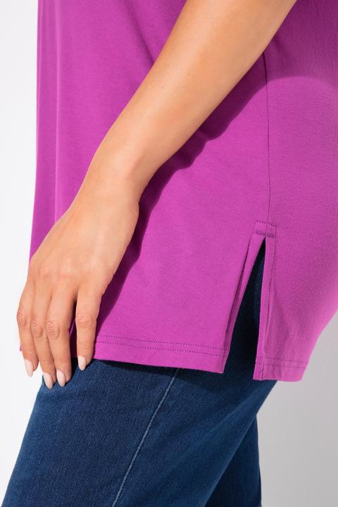 Image du produit Ulla Popken T-shirt doublé à l'avant, col V et manches courtes (58)