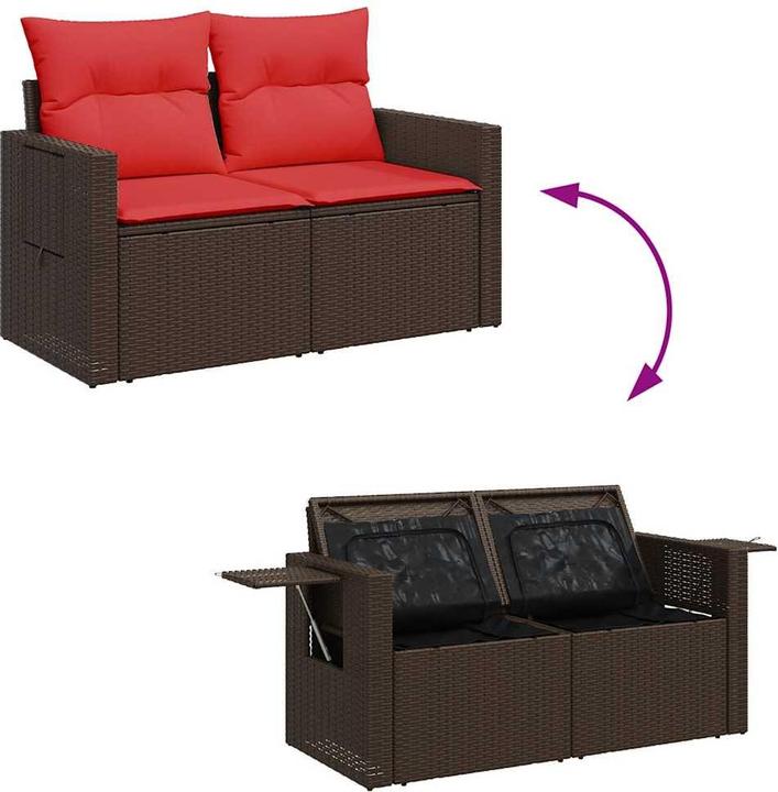 Produktbild vidaXL 6-tlg. Garten-Sofagarnitur mit Kissen Schwarz Poly Rattan