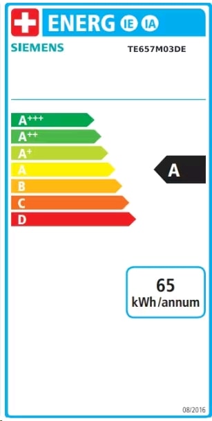 Label énergétique Siemens EQ6 plus s700 TE657M03DE (Prise UE)