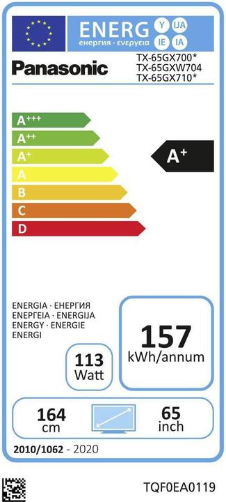 Energie-Label Panasonic TX-65GXW704 (65", LCD, 4K, 2019)