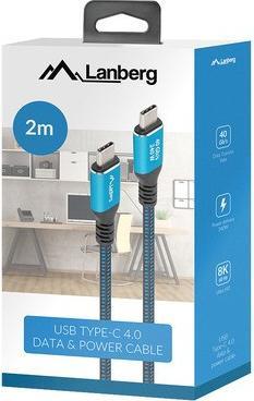 Actual product image Lanberg CA-CMCM-45CU-0020-BK (2 m, USB 2.0, 240 W)