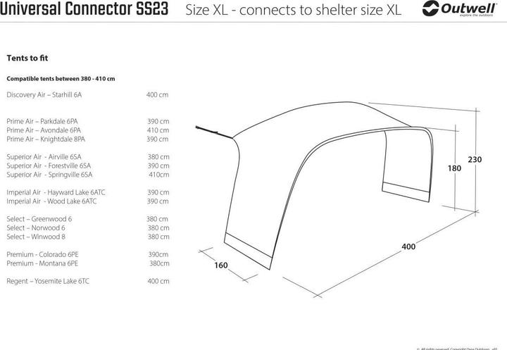 Actual product image Outwell Tent Connector Universal Connector XL