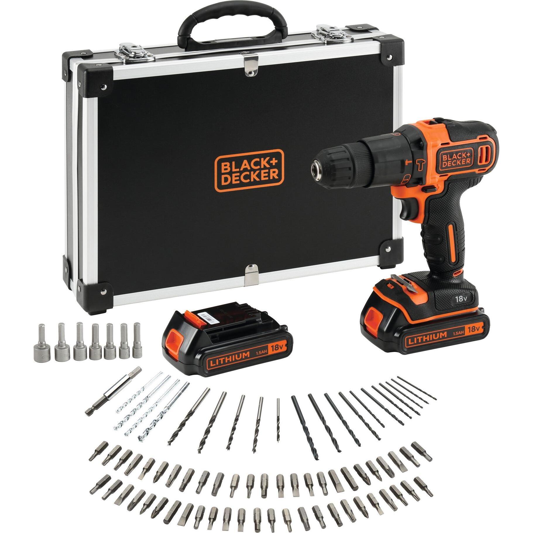 Black & Decker, Bohrmaschine + Akkuschrauber, BDCHD18BAFC (Akkubetrieb)