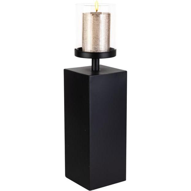 MICA Living, Windlicht, Windlichtsäule schwarz - ca. 10 x 10 x 33/43 cm