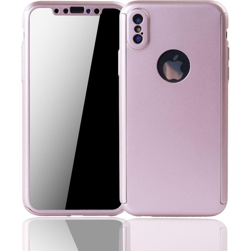 König Design Hülle Handy Schutz für Apple iPhone XS Full Case Cover Displayschutz Bumper Rosa (Apple iPhone XS), Smartph...