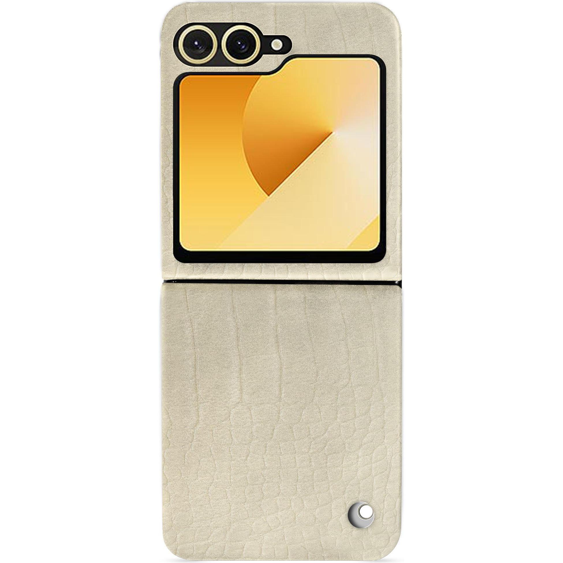 Noreve Lederschutzhülle Samsung Galaxy Z Flip6 (Samsung Galaxy Z Flip6), Smartphone Hülle, Beige