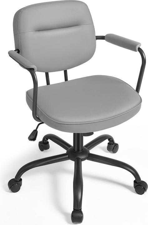 Immagine prodotto Songmics Sedia da ufficio con schienale e braccioli imbottiti, grigio (43 - 53 cm)