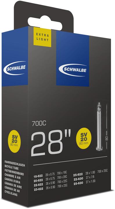 Actual product image Schwalbe EXTRA LIGHT 700x18/25c Presta 80mm (Presta (SV), 28", 80 mm)
