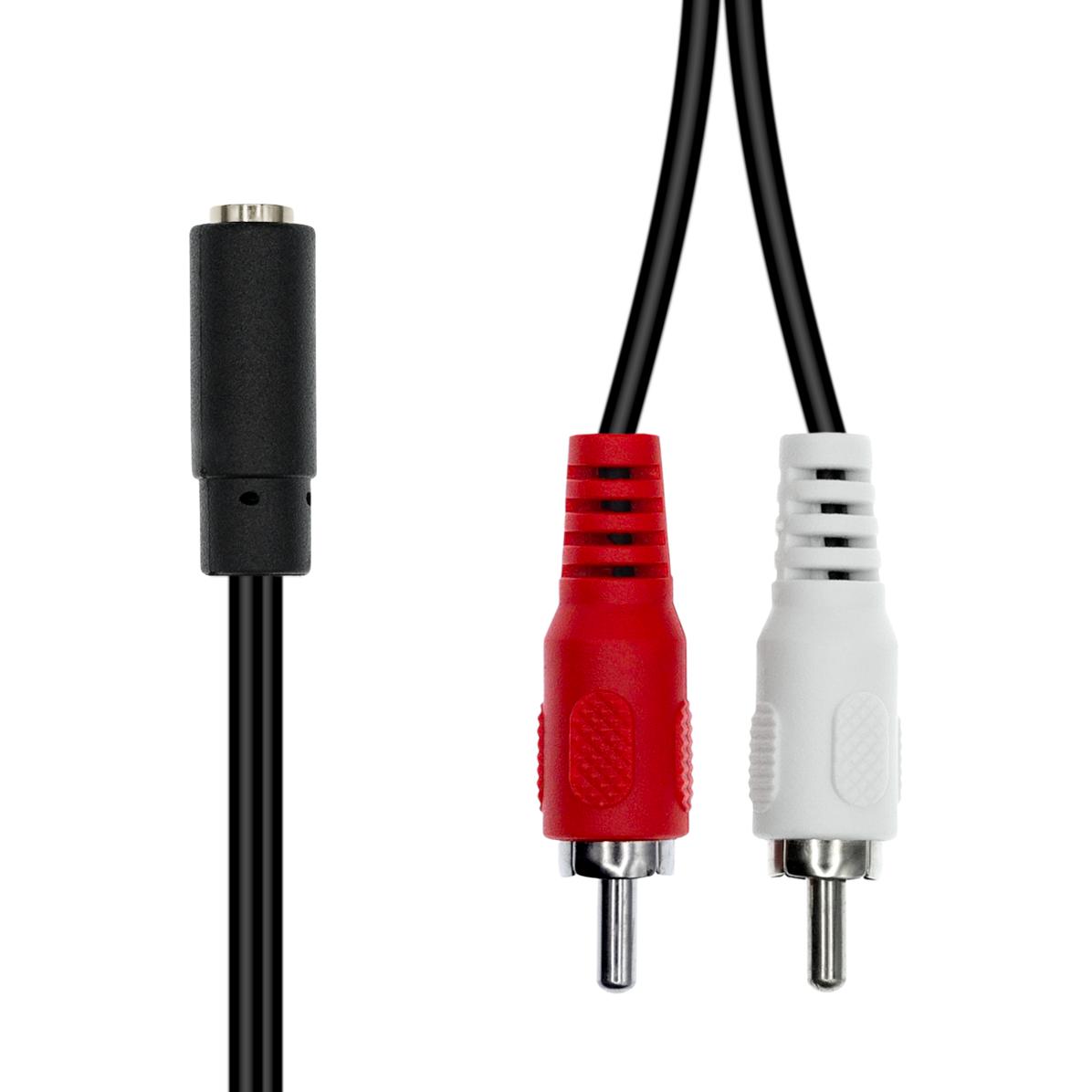Thumbnail - ProXtend Mini-Jack 3-Pin to 2 x RCA Cable F-M Black 20cm (0.20 m), Audio Kabel