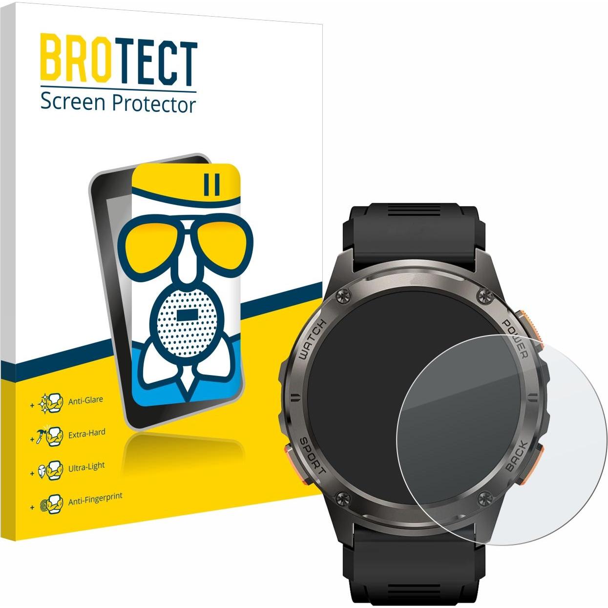 BROTECT AirGlass Panzerglasfolie Matt, Smartwatch Schutzfolie, Grau
