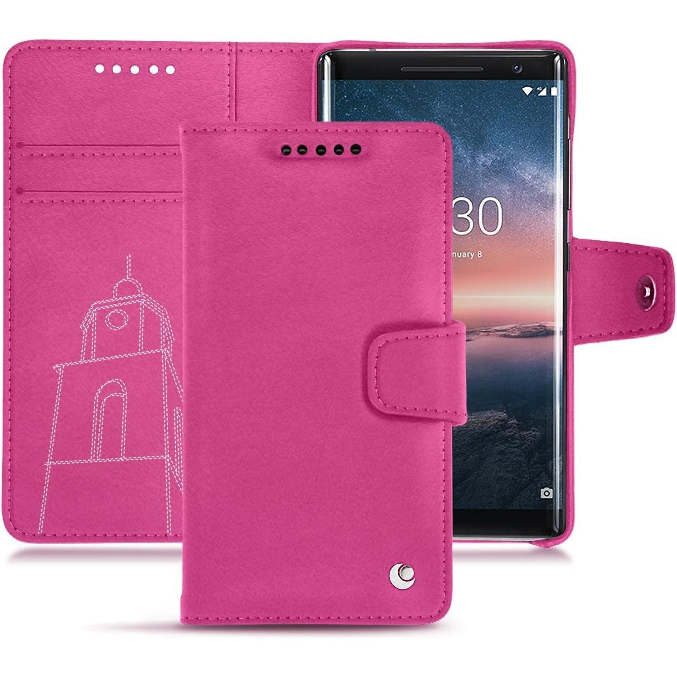 Noreve Lederschutzhülle Wallet (Nokia 8 Sirocco), Smartphone Hülle, Rosa