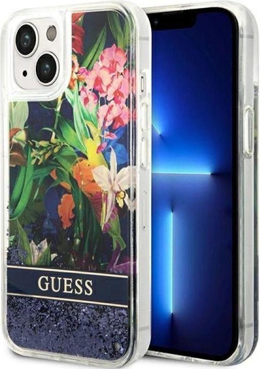 Produktbild Guess GUHCP14MLFLSB iPhone 14 Plus 6,7" niebieski/blue hardcase Flower Liquid Glitter (Apple iPhone 14 Plus)