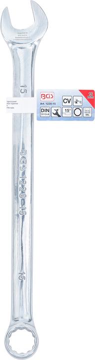 Produktbild BGS Maul-Ringschlüssel extra lang SW 15 mm (15 mm)