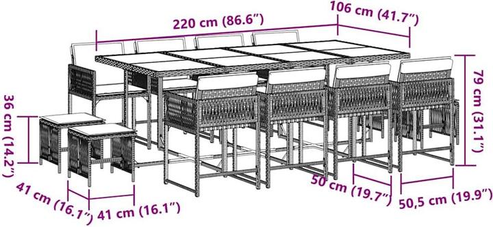 Produktbild vidaXL Garten Essgruppe (220 x 106 x 73 cm)