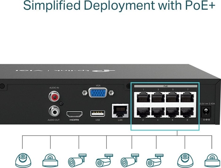 Produktbild TP-Link VIGI NVR1008H-8MP - NVR, 8 Kanäle, 8x PoE (Netzwerk Videorecorder (NVR))