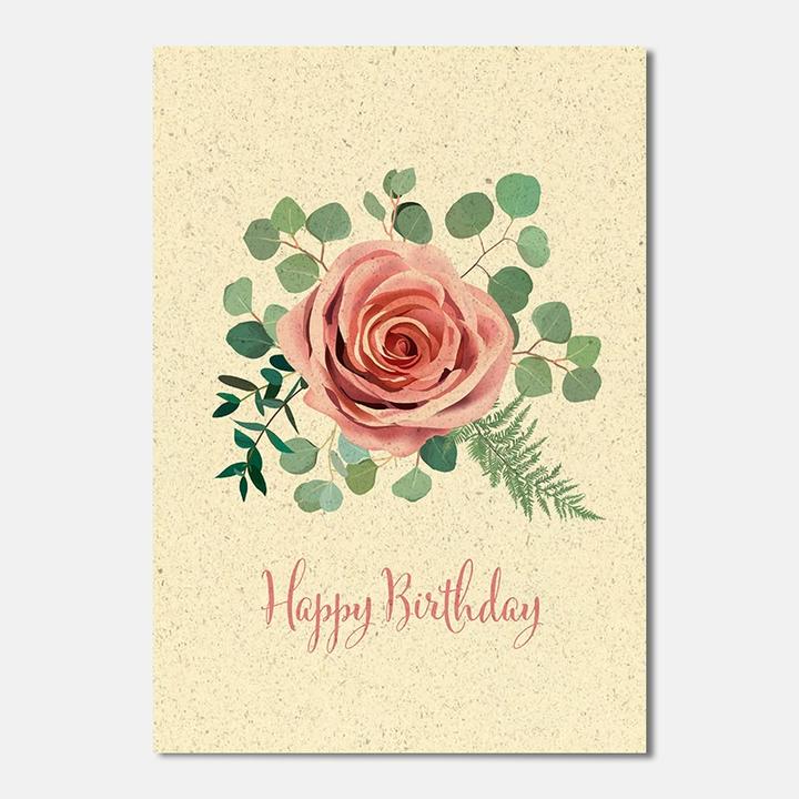 Actual product image Birthday Card Grass Paper - Rose (1 pcs.)