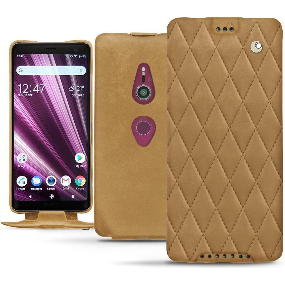 Noreve Lederschutzhülle vertikal (Sony Xperia XZ3), Smartphone Hülle, Braun