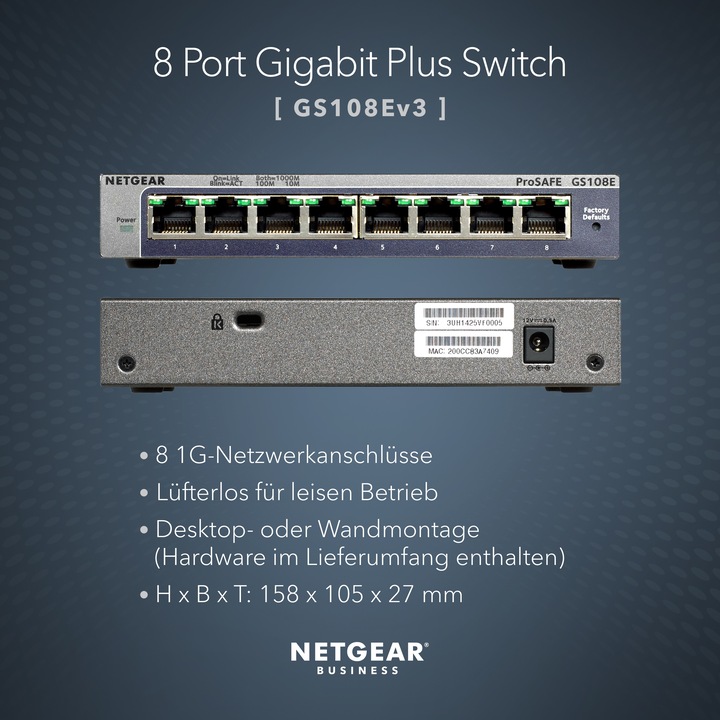 Productafbeelding Netgear Gs108e-300pes (8 Havens)