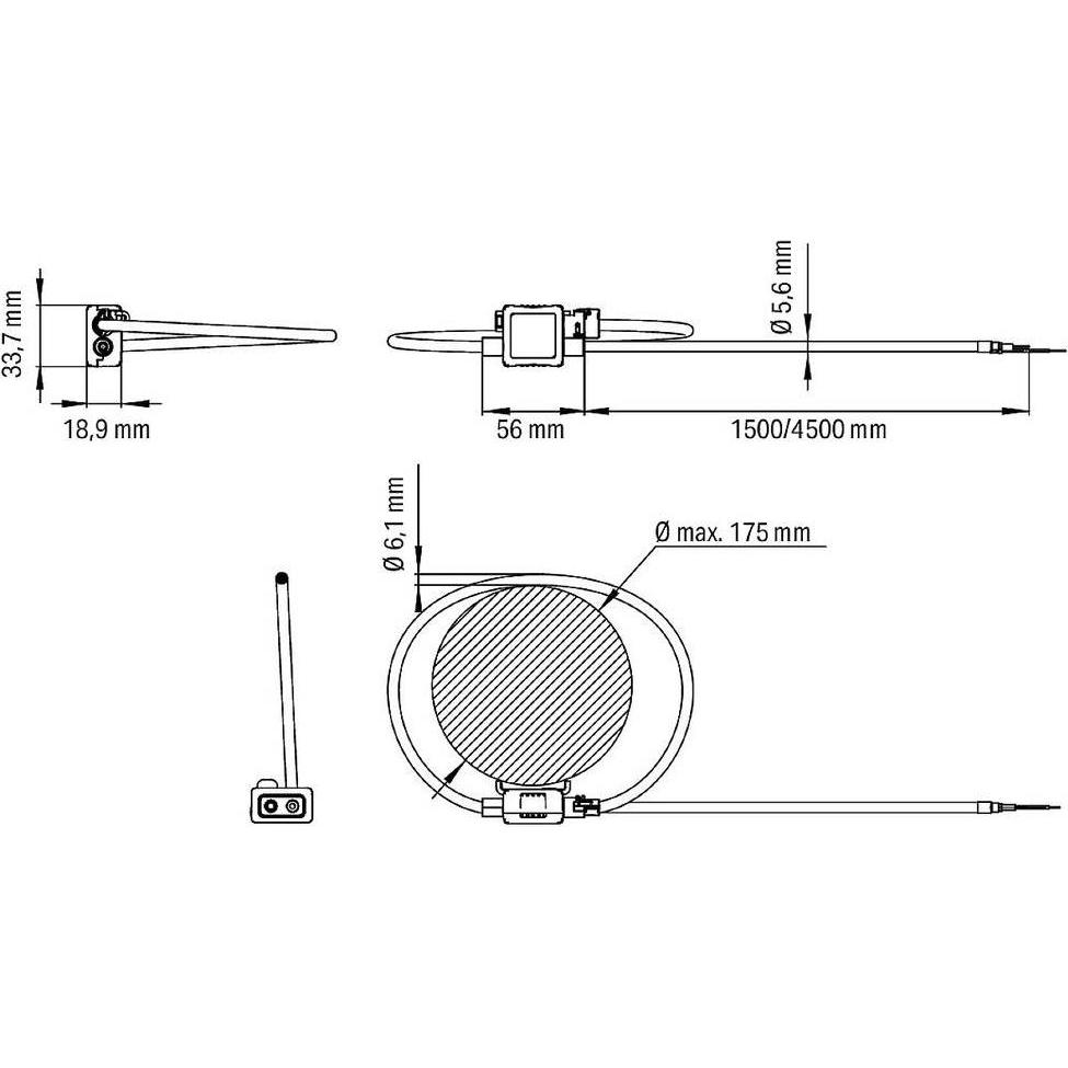 Wago, Convertitore di tensione, Bobina Rogowski 855-9450/2000-1751D175 mm Lunghezza del cavo di segnalazione 4
