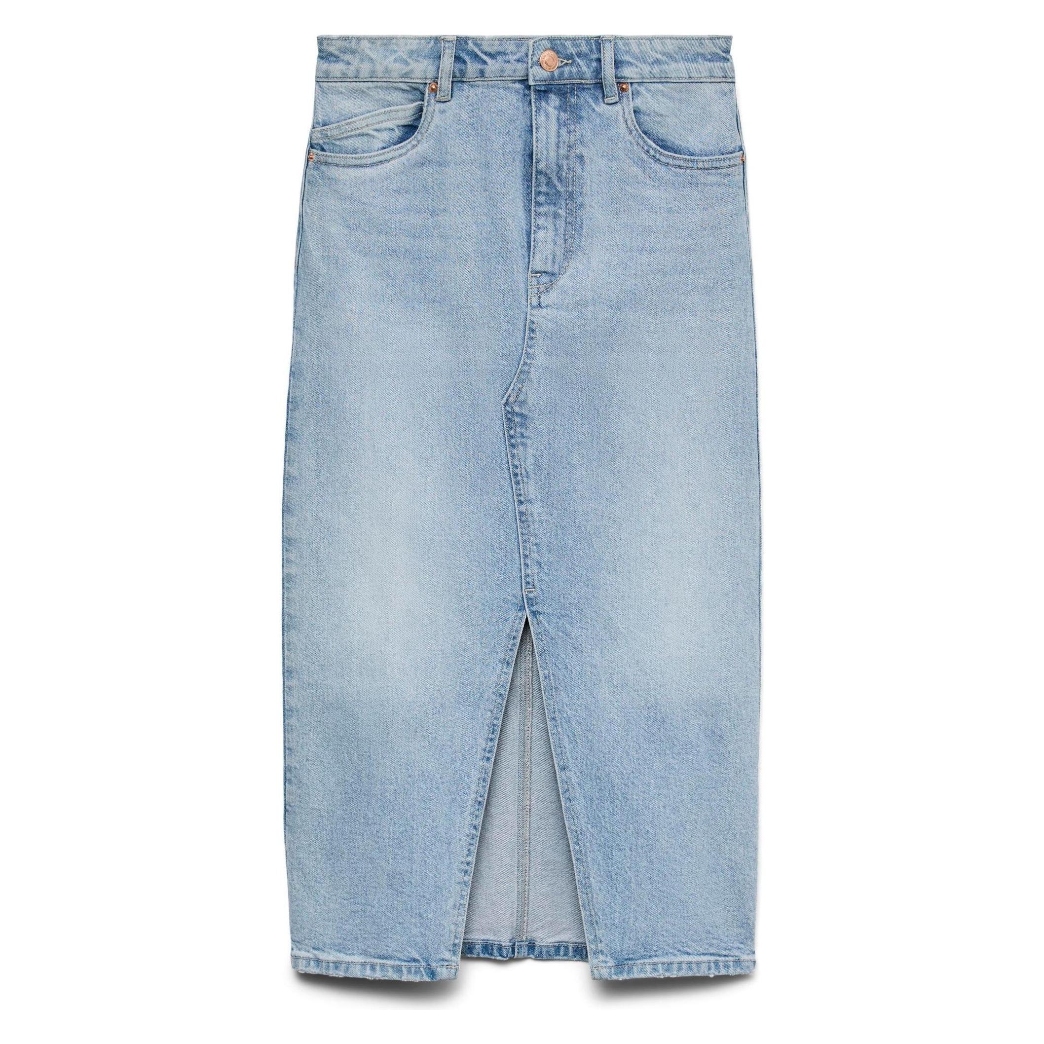 Vero Moda, Damen, Röcke, Vmveri Hohe Taille Langer Rock Jeansrock, Blau, (S)