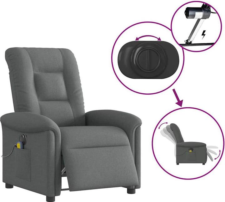 Produktbild vidaXL Massagesessel Elektrisch Dunkelgrau Stoff