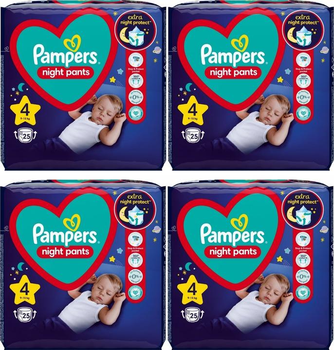 Actual product image Pampers Night nappy trousers (Size 4, Monthly box, 100 Piece)